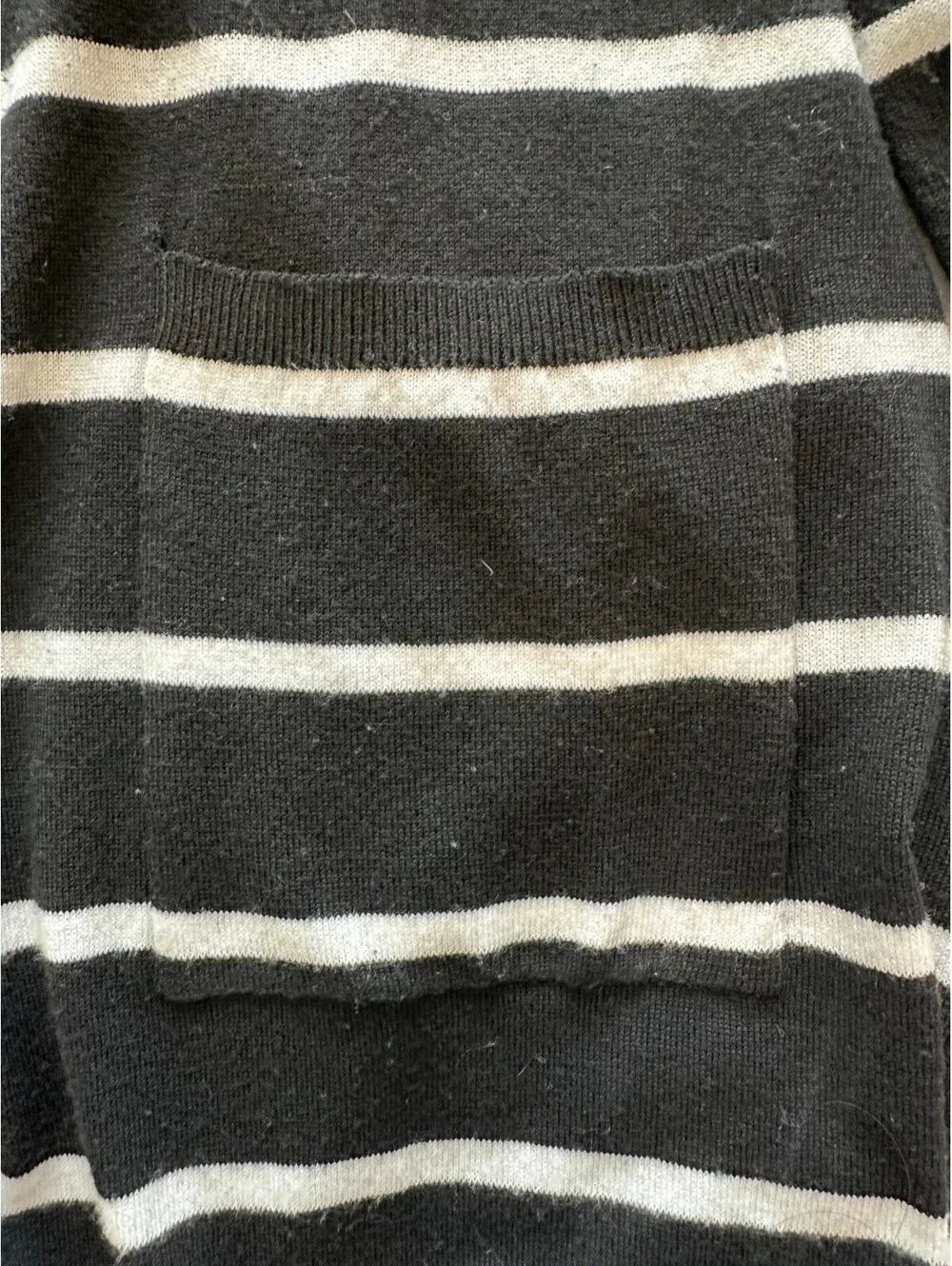 Nine West Black and White Striped Long Cardigan Sweater Size